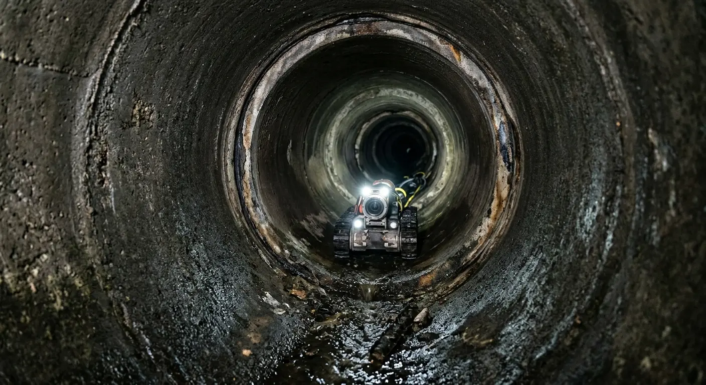 Robotic sewer camera inspecting pipe interior for Drain Snake Service in Murphy